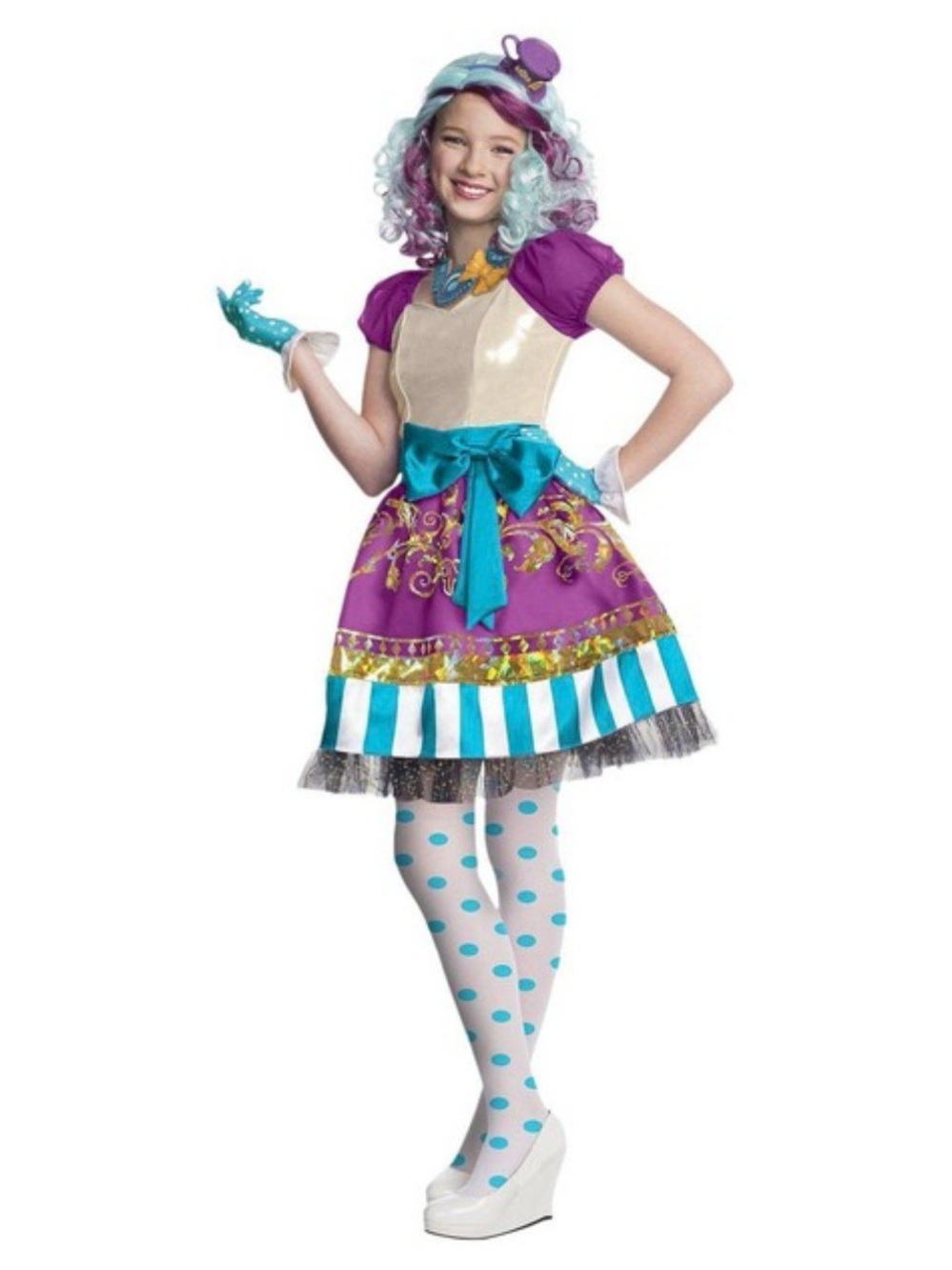 Madeline Hatter Costume Purple and Teal Size Small